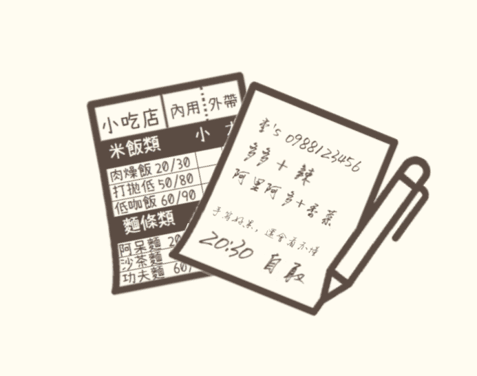 一次性菜單